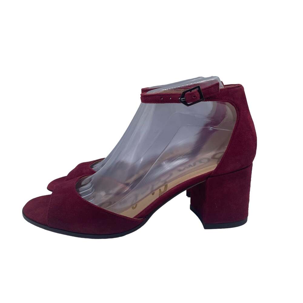 Sam Edelman Susie Pumps Heels Red Suede Ankle Strap Open Toe Womens 7.5
